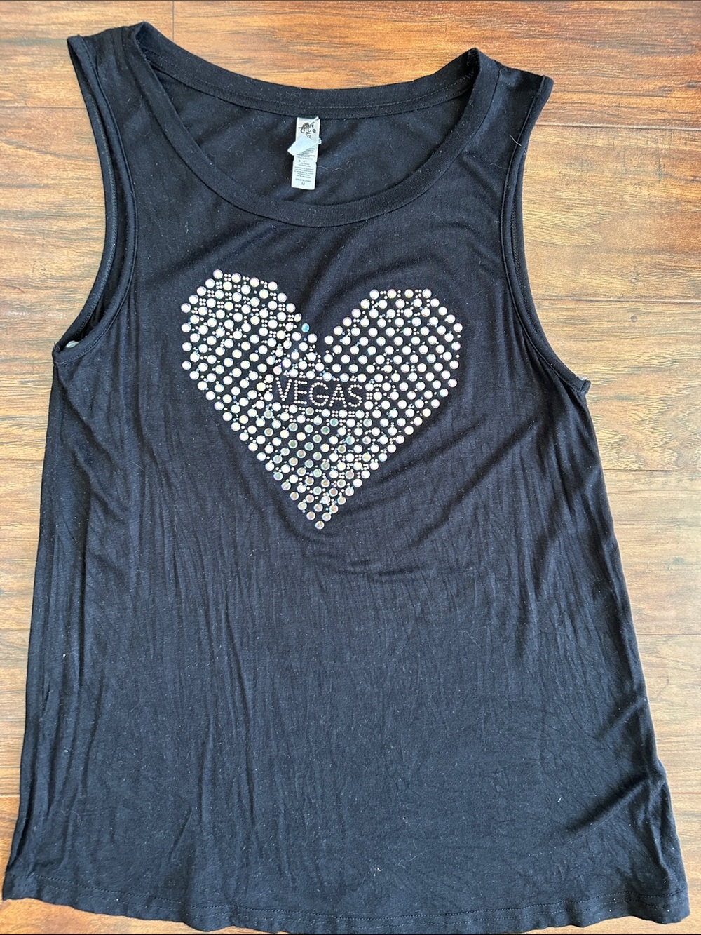 Black Studded Heart Vegas Tank Top